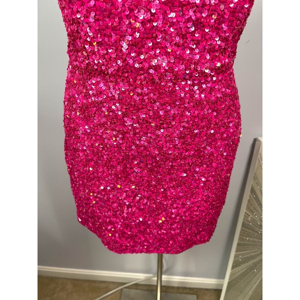 RETROFETE Heather Sequin Embellished Strapless Pink Mini Dress Size Medium - Picture 6 of 12